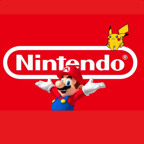 white nintendo logo on a red background